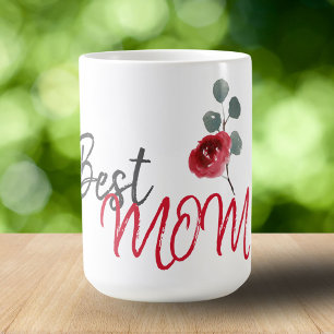 Best Mom Mother`s Day Watercolor Floral Coffee Mug
