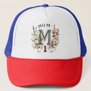 Best Mom Number 1 – Vintage Floral Lettering Desig Trucker Hat