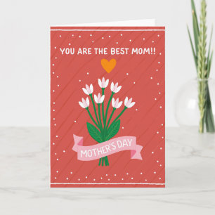 Best Mom Orange Heart Art Card