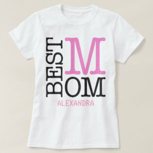 Best Mom Pink Black Glitter Name Personalized T-Shirt