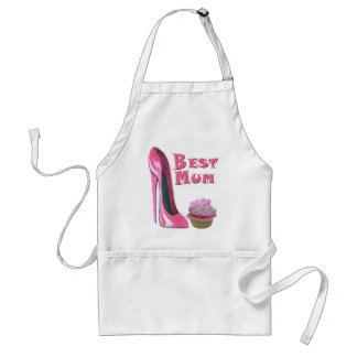 Best Mom Pink Stiletto Shoe and Pink Cupcake Gifts Standard Apron