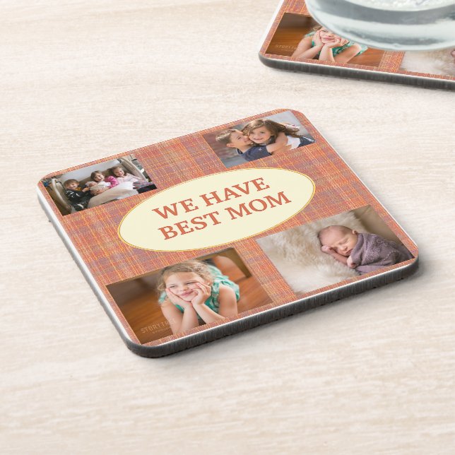 Best Mom Plaid Tribute Coaster (Left Side)