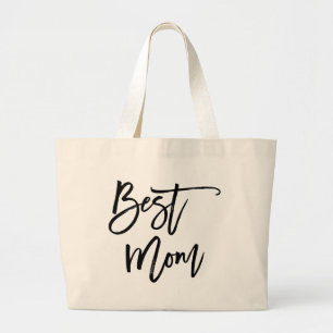 Best Mom Trendy Lettering Large Tote Bag