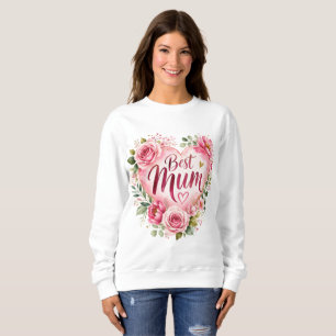 Best Mom Watercolor Floral Heart Design Sweatshirt