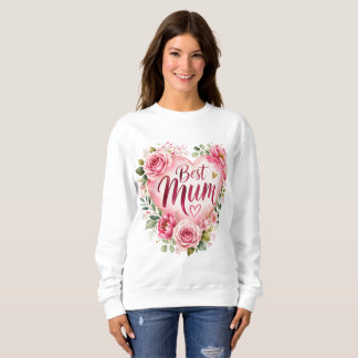 Best Mom Watercolor Floral Heart Design Sweatshirt