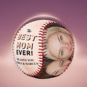Best Mom Watercolor Mother`s Day 2 Photo Collage Softball