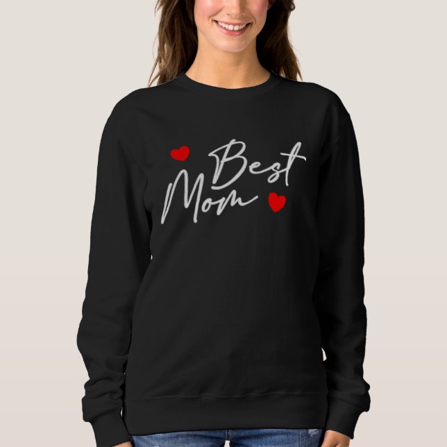 Best Mom Women  Mama Heart Pregnant Mothers Day Sweatshirt (Front)