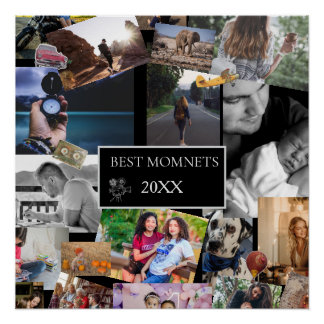 Best Moments New Year Photo Collage Poster