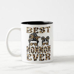 Best Mommom Ever Leopard Plaid Mother's Day Two-Tone Coffee Mug