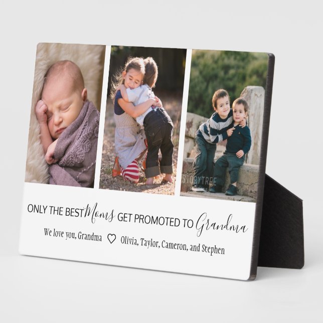 Best Moms Get Promoted to Grandma 3 Photo Plaque (Side)