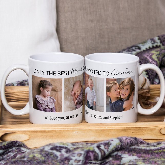 Best Moms Get Promoted to Grandma 4 Photo Coffee Mug (Creator Uploaded)
