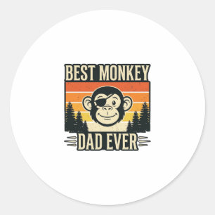Best Monkey Dad Ever Vintage Monkey Father Shirt_1 Classic Round Sticker