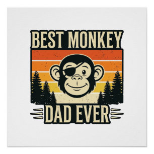 Best Monkey Dad Ever Vintage Monkey Father Shirt_1 Poster