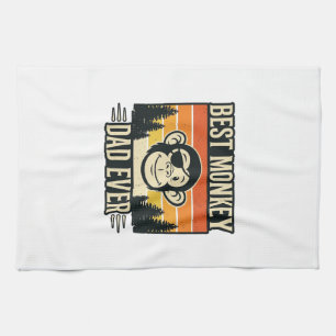 Best Monkey Dad Ever Vintage Monkey Father Shirt_1 Tea Towel