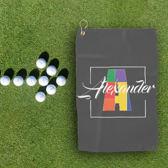 Best monogrammed initial coloured letter A grey Golf Towel (Creator Uploaded)