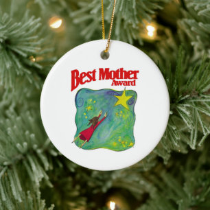 Best Mother Award Signed by her Family on Back Ceramic Tree Decoration