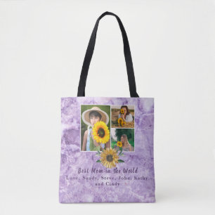 Best Mother Ever  3 Photo Collage Purple Amethyst Tote Bag