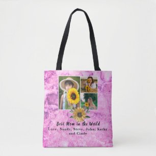 Best Mother Ever 3 Photo Pink Collage  Amethyst Tote Bag