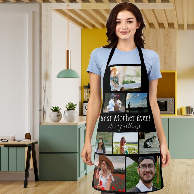 Best Mother Ever 8 Photo Collage White Script Apron (Creator Uploaded)