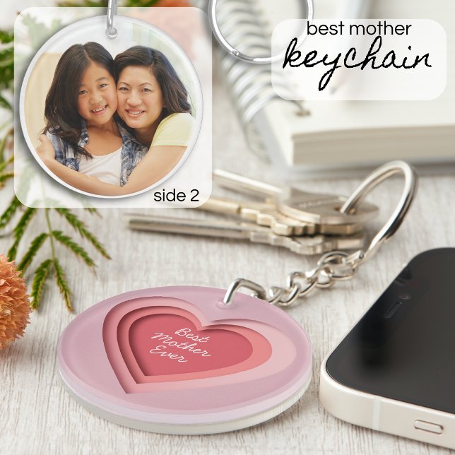 Best Mother Ever Custom Photo Heart Key Ring (Creator Uploaded)