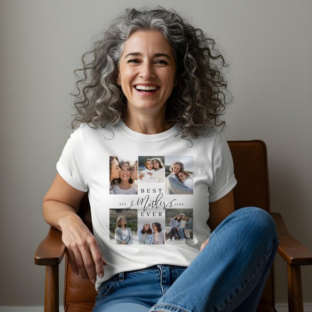 Best Mother Ever Elegant Script Photo Collage Tri-Blend Shirt (Best Mother Ever Elegant Script Photo Collage Tri-Blend Shirt)