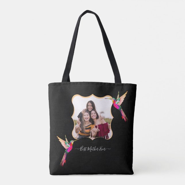 Best Mother Ever! Family Photo Hummingbird   Tote Bag (Back)