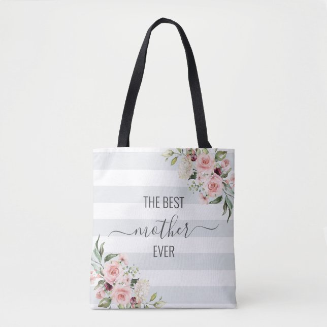 Best mother ever floral tote in pastel colours (Front)