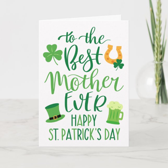 Best Mother Ever for St Patrick's Day  Card (Front)