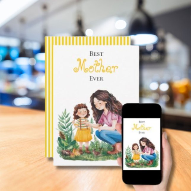 Best Mother Ever Mother Child in Garden Art Design Card (Creator Uploaded)