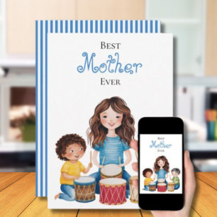 Best Mother Ever Mother Child Music Art Design Card