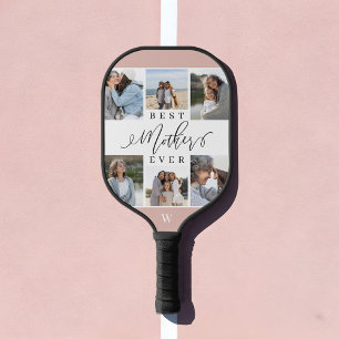 Best Mother Ever Script Mother's Day Photo Collage Pickleball Paddle