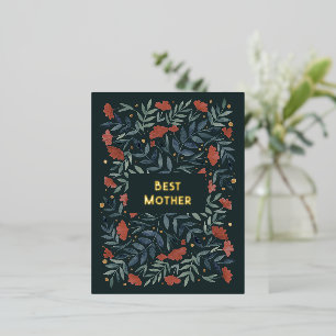 Best Mother Magical vintage Garden Mother's Day Foil Holiday Postcard