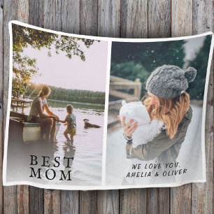 Best Mum 2 Custom Photo Collage Mother Fleece Blanket