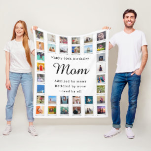 Best Mum 60th Birthday Photo Collage White Fleece Blanket