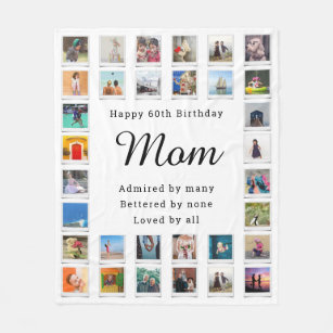 Best Mum 60th Birthday Photo Collage White Fleece Blanket