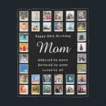 Best Mum 80th Birthday Photo Collage Black Fleece Blanket<br><div class="desc">Personalised gift fleece blanket with 32 photos of your choice. A wonderful gift idea to commemorate a special birthday for that wonderful person. TOP TIP: If you Pre-crop your photos into a square shape before you upload them you have control of how they look. No problem if you can't do...</div>