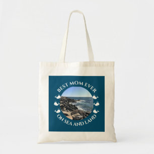Best Mum Atlantic Ocean Waves of the Sea Blue Tote Bag