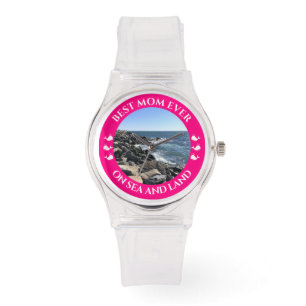 Best Mum Atlantic Ocean Waves of the Sea Hot Pink Watch