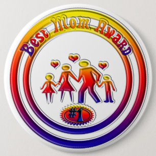 Best Mum Award Rainbow Family Button