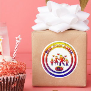 Best Mum Award Rainbow Family Classic Round Sticker