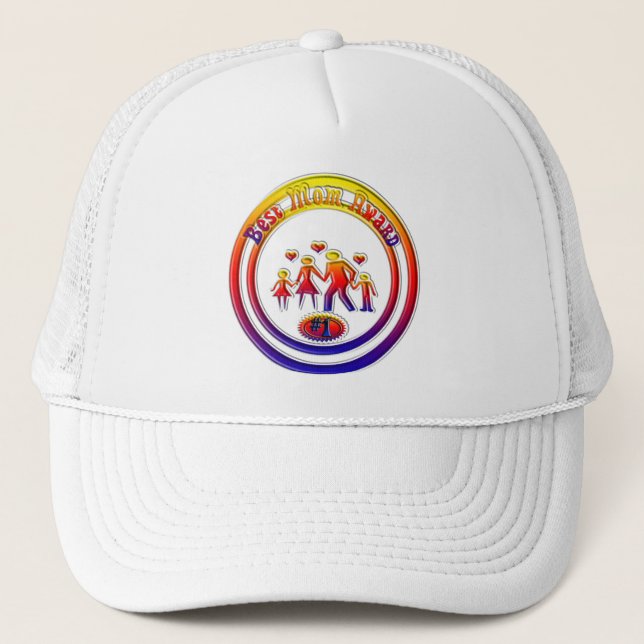 Best Mum Award Rainbow Family Trucker Hat (Front)
