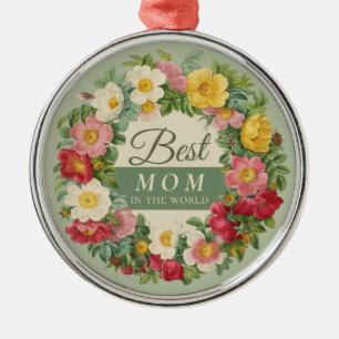 Best Mum Beautiful rose wreath Redouté Metal Tree Decoration