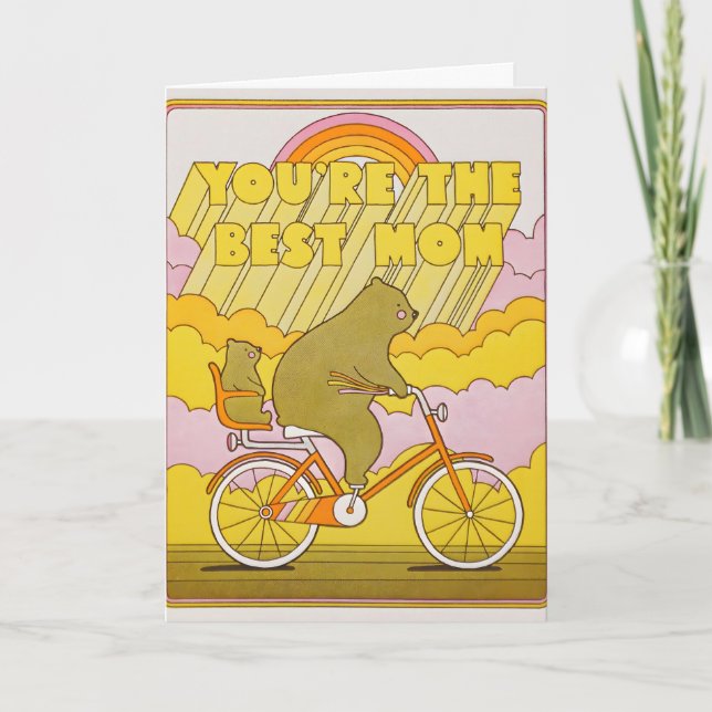 Best Mum Biking Bears Letterpress Card (Front)