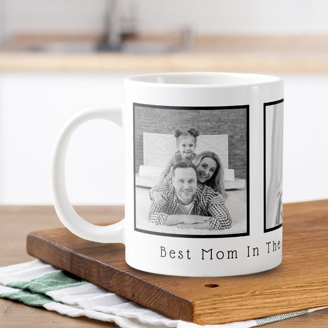 Best Mum Black and White 3 Photos Large Coffee Mug (Best Mom Black and White 3 Photos Giant Coffee Mug)
