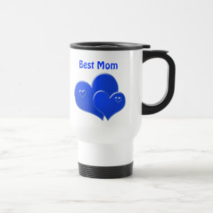 Best Mum, blue hearts Travel Mug