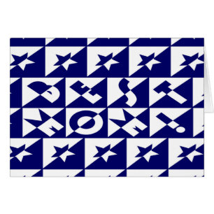 Best Mum Blue with White Pattern and Stars Card