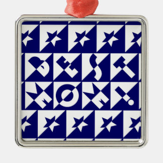 Best Mum Blue with White Pattern Stars Ornament