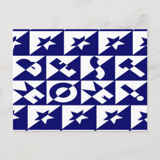 Best Mum Blue with White Pattern Stars Postcard