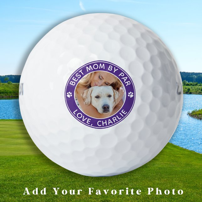 Best Mum By Par Custom Photo Dog Mum Personalised Golf Balls (Creator Uploaded)