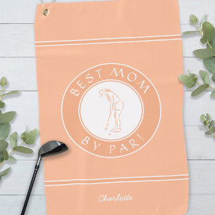 Best Mum By Par Elegant Sports Golfer Female Peach Golf Towel